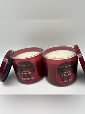 Bath & Body Works bundle of 2 3-Wick Candles in Wine Cellar New
